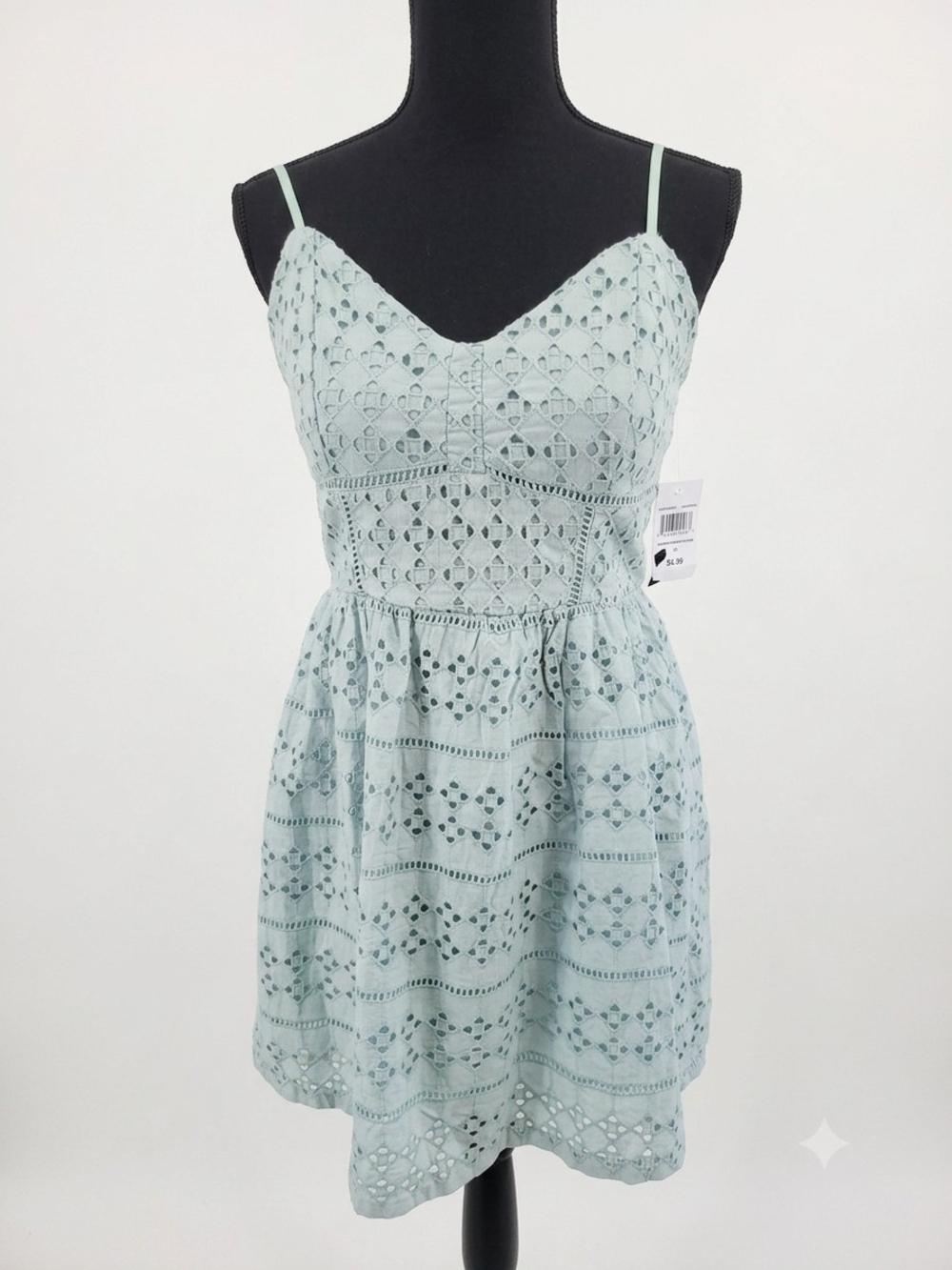 Society Light Mint Green Eyelet Mini Dress